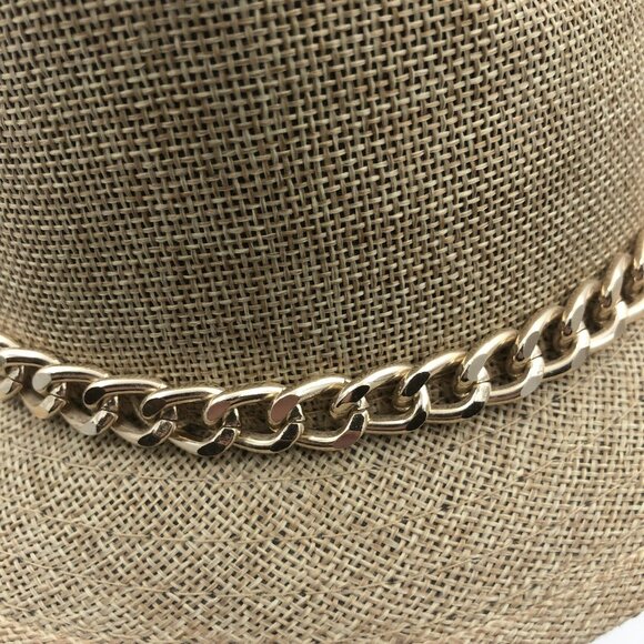 Amici Accessories Straw Fedora Hat – Chain Band – Tan – One Size main image 13